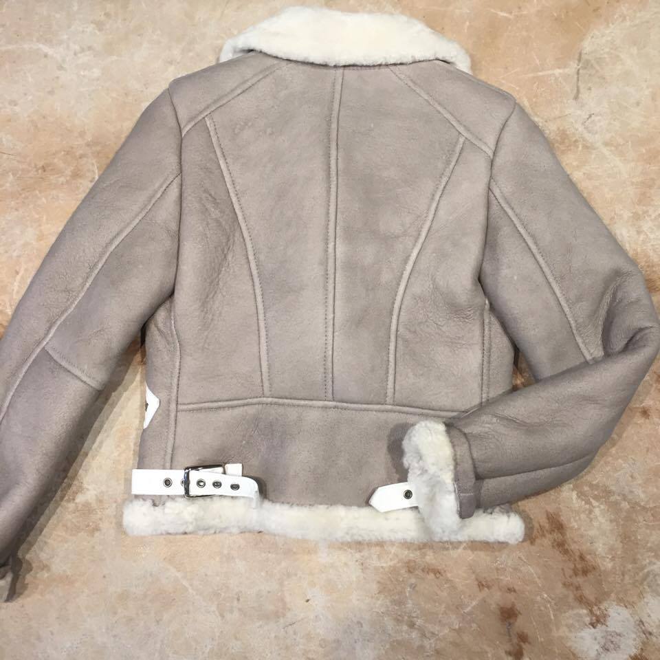 Kashani Silver Suede Biker Shearling Jacket - Image 7