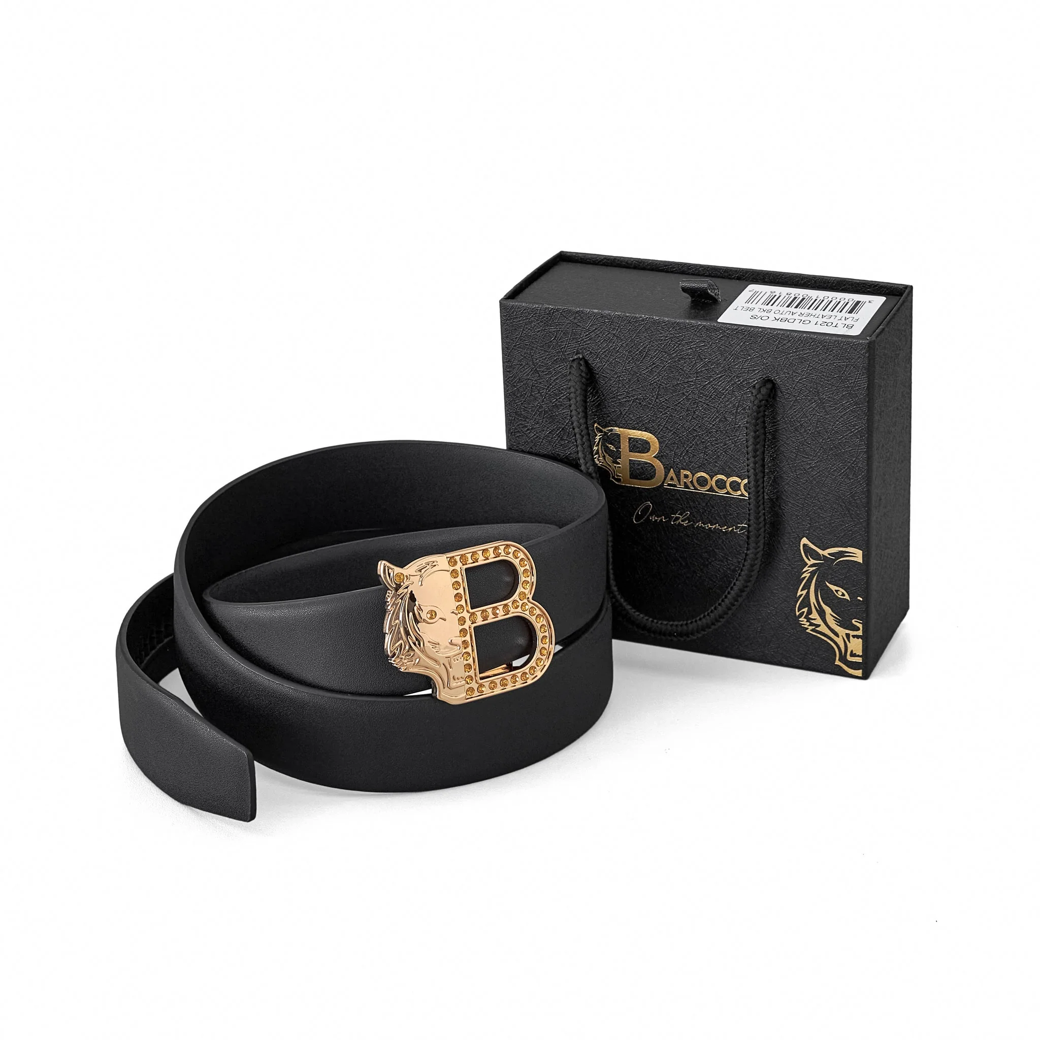 Smooth Leather Auto Buckle Belt – Gold Edition GOLD/BLACK - Image 6