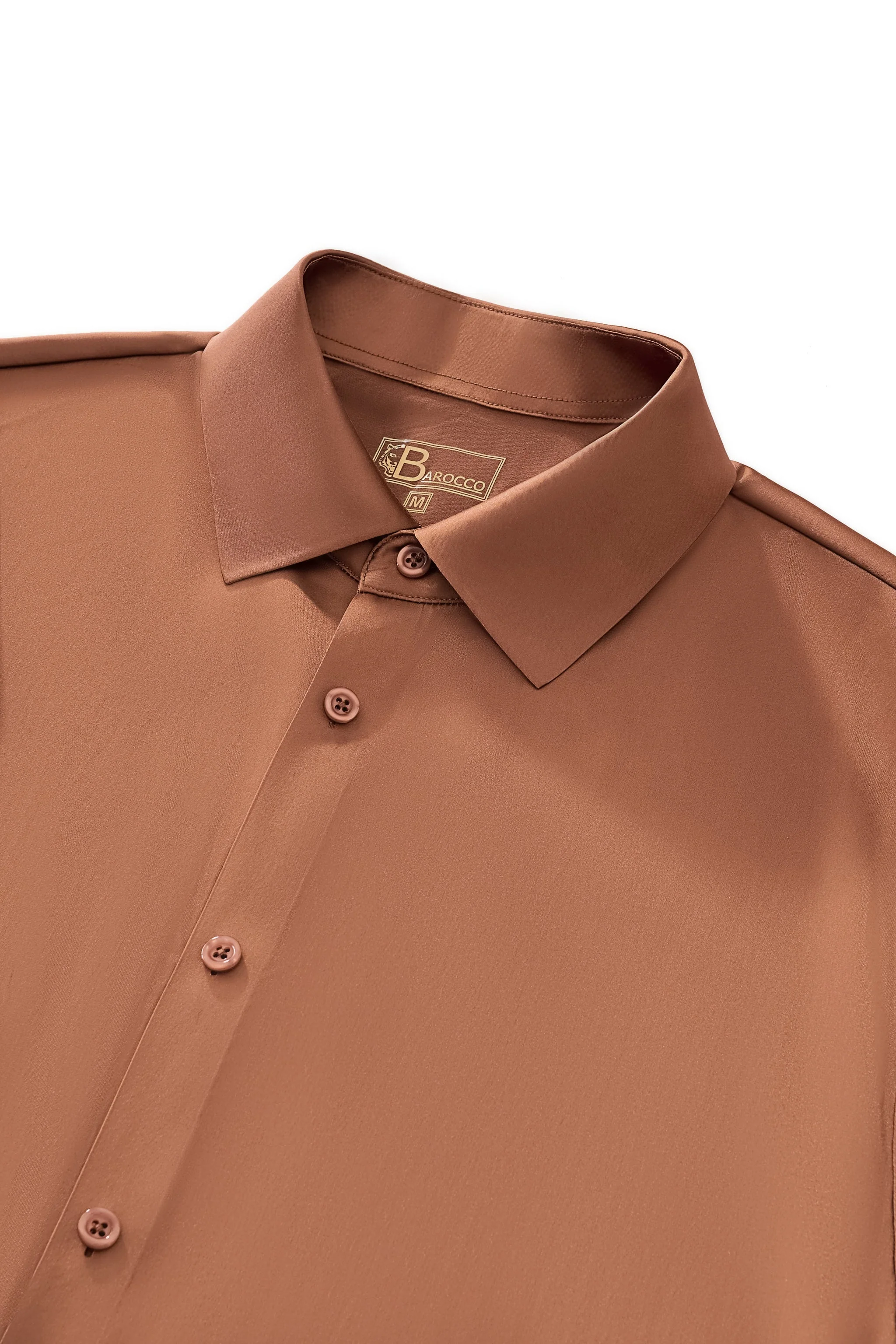 SIGNATURE SATIN STITCHLESS LS Shirt COFFEE - Image 5