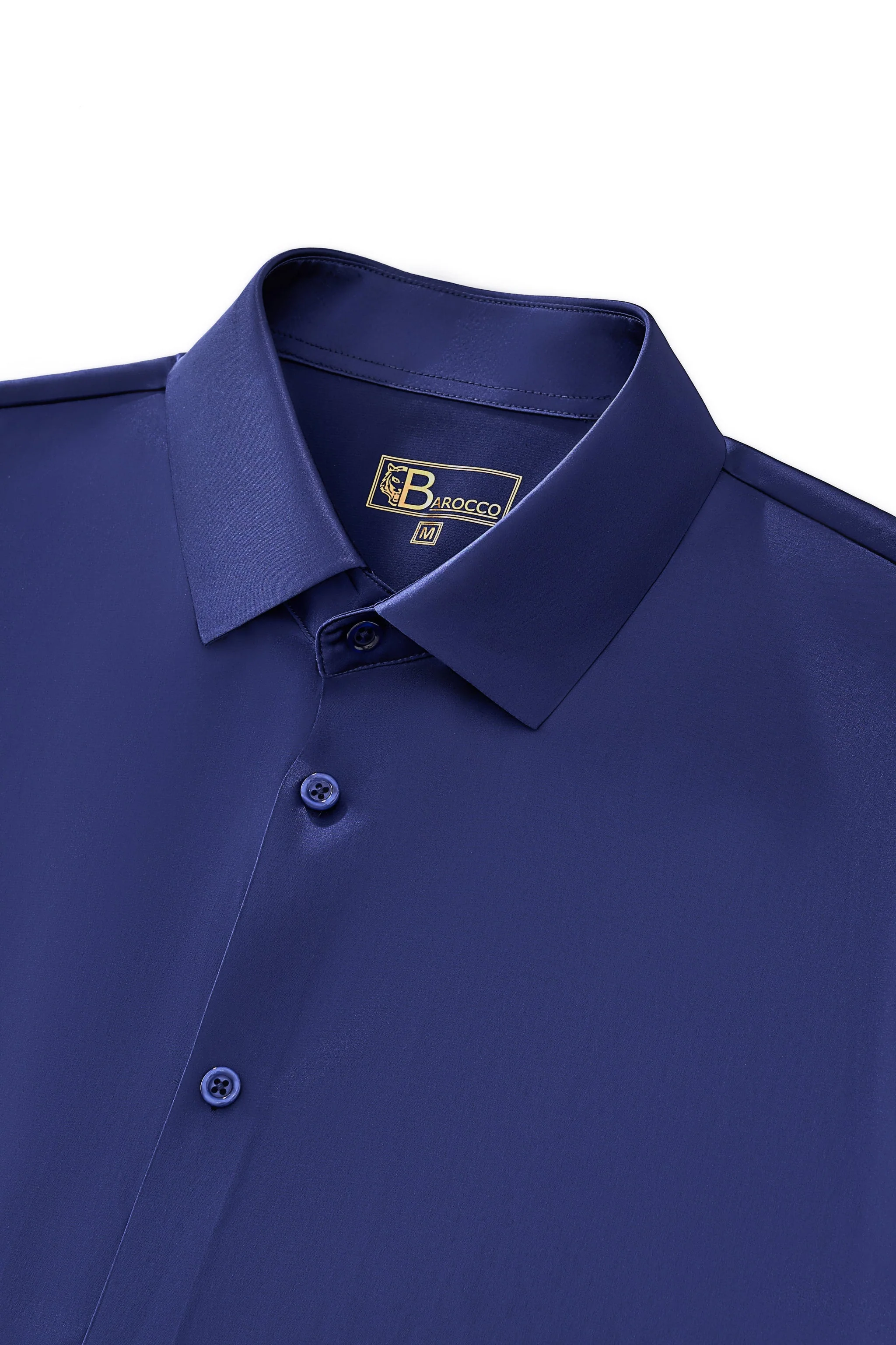 SIGNATURE SATIN STITCHLESS LS Shirt NAVY - Image 5