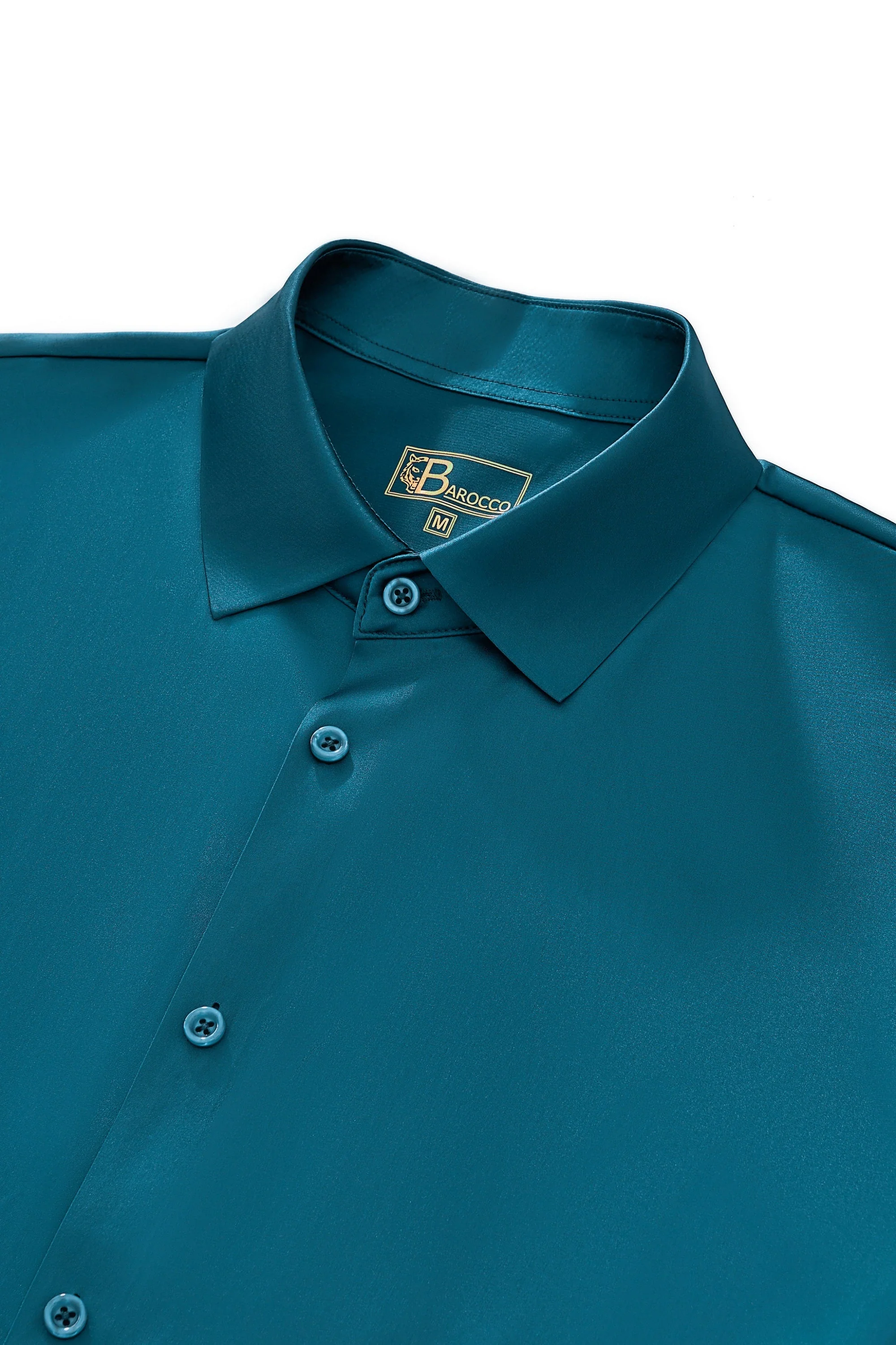 SIGNATURE SATIN STITCHLESS LS Shirt TEAL - Image 7