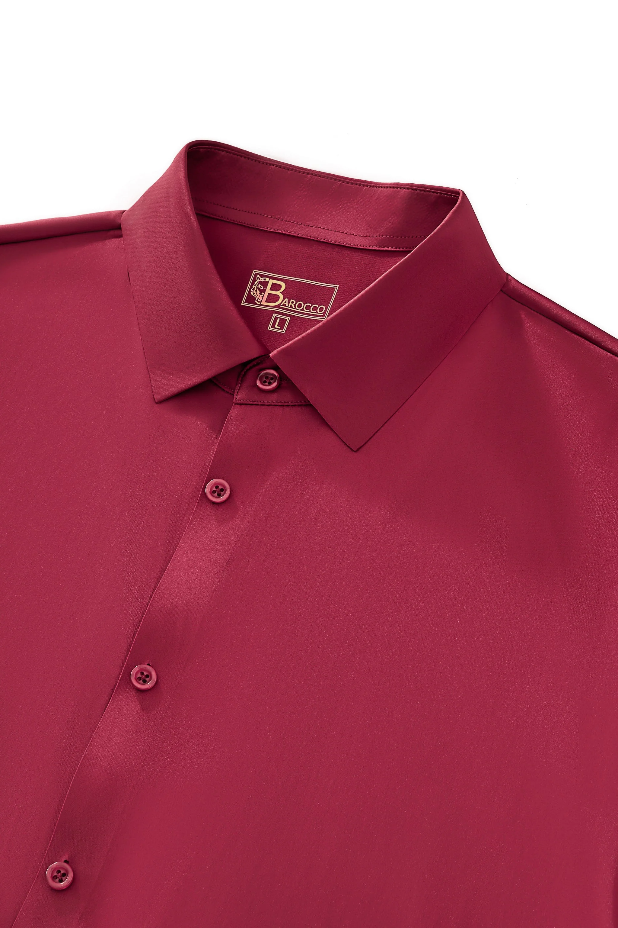 SIGNATURE SATIN STITCHLESS LS Shirt WINE - Image 5