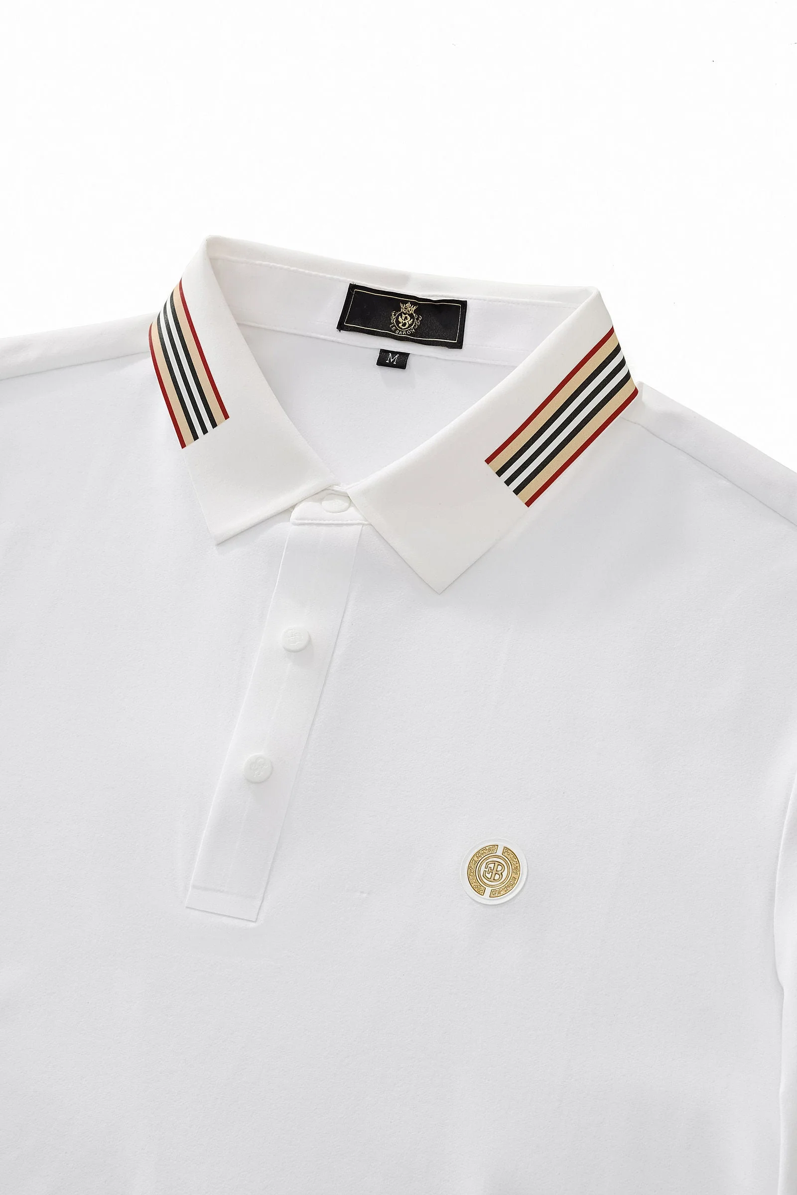 Stripe Collar Performance Polo – El Baron WHITE - Image 3