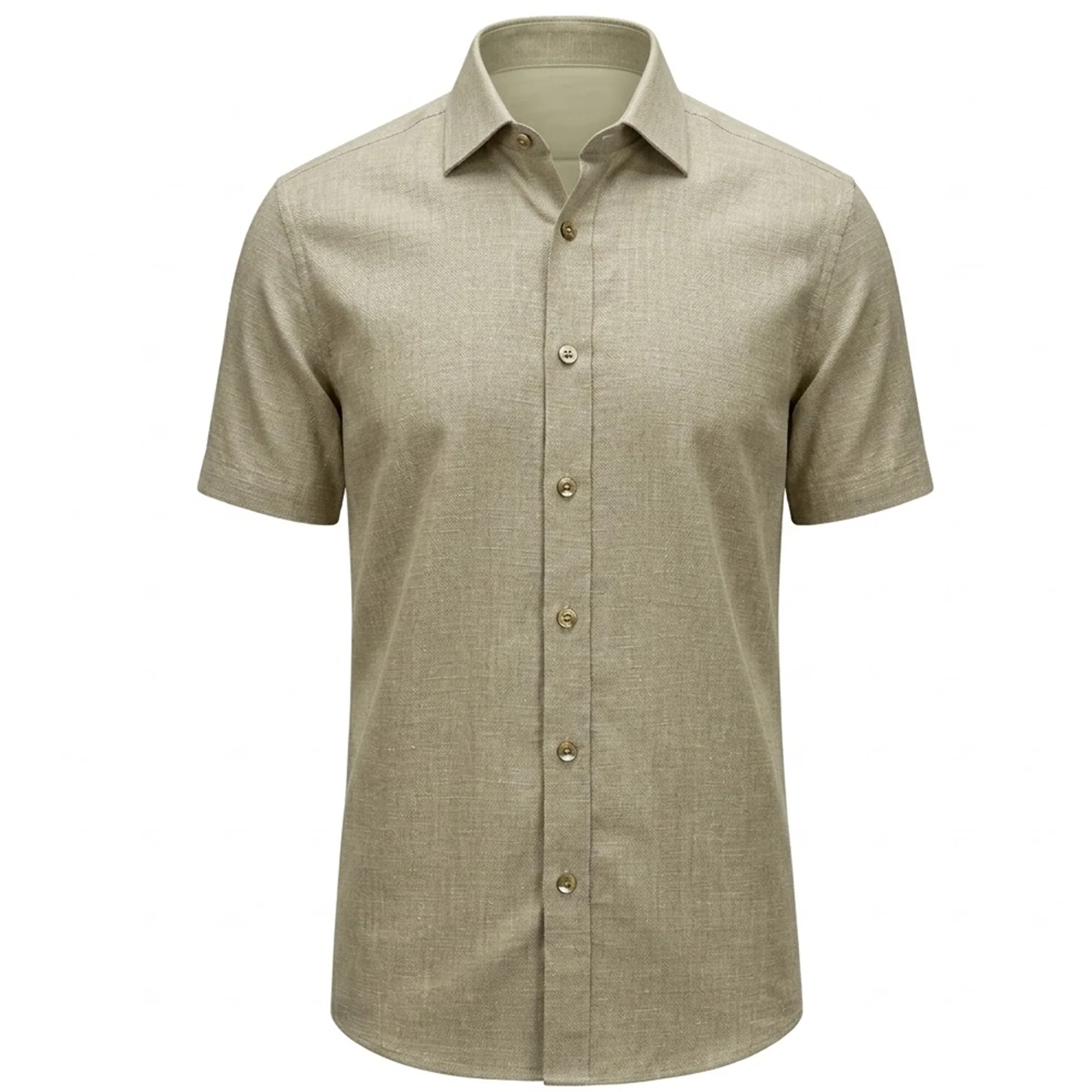 Suslo Couture Khaki Linen Collar Shirt