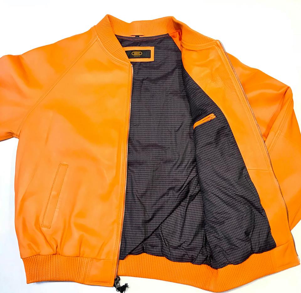 Tangerine Naked Lambskin Bomber Jacket - Image 3