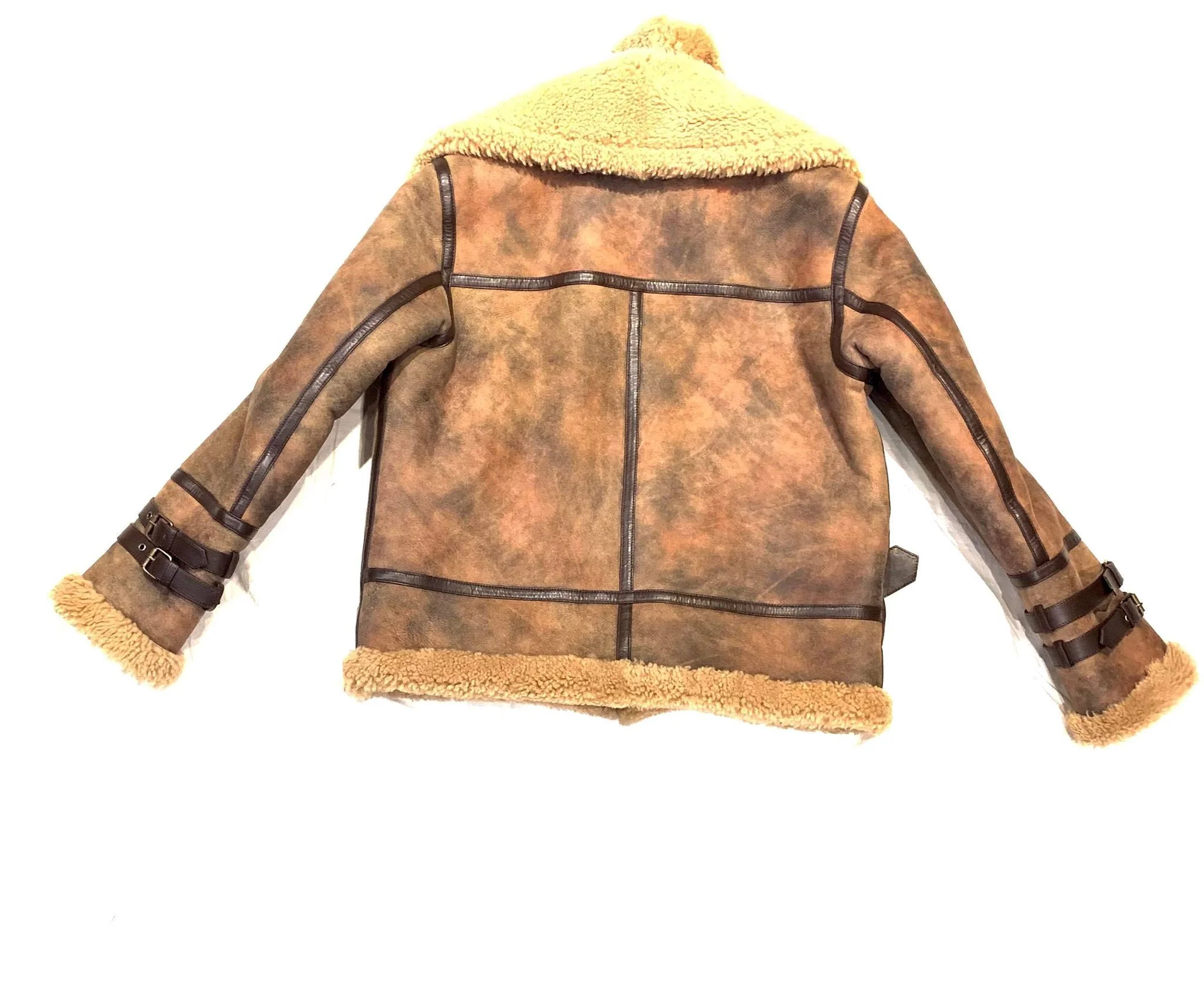 Kashani Men's Rust Brown Shearling Jacket - Image 6
