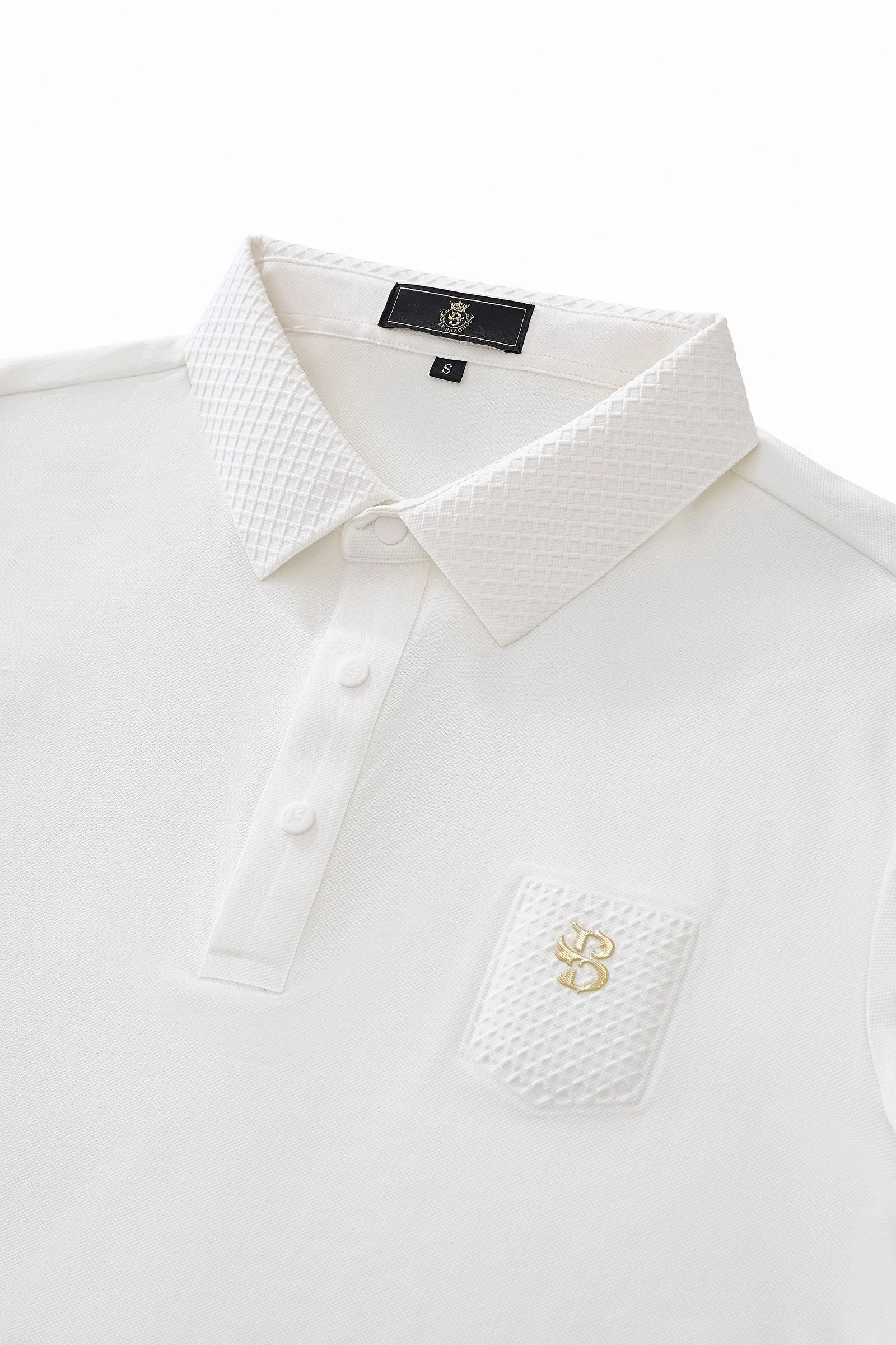 Textured Collar Performance Polo – El Baron WHITE - Image 3