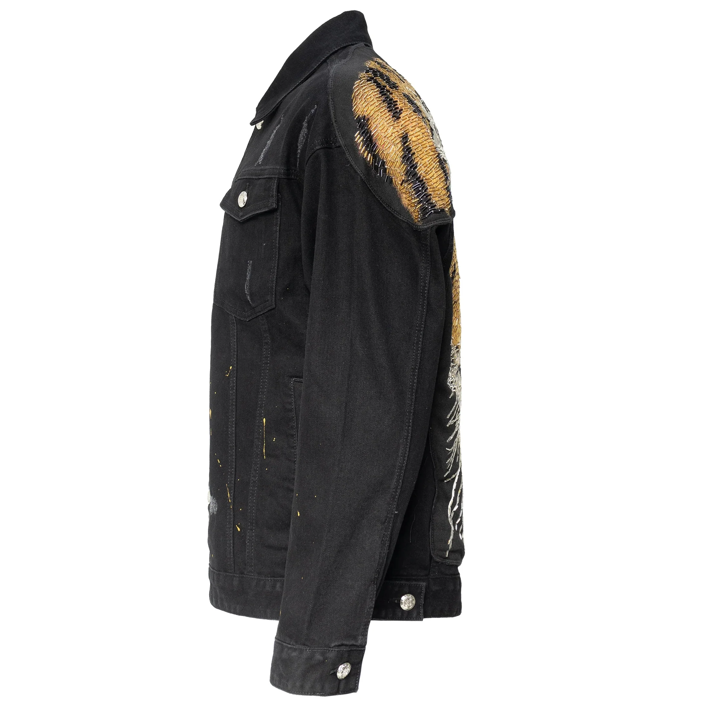 Tiger Threads Denim Jacket - CENTURY PENTHOUSE BLACK/GOLD - Image 4