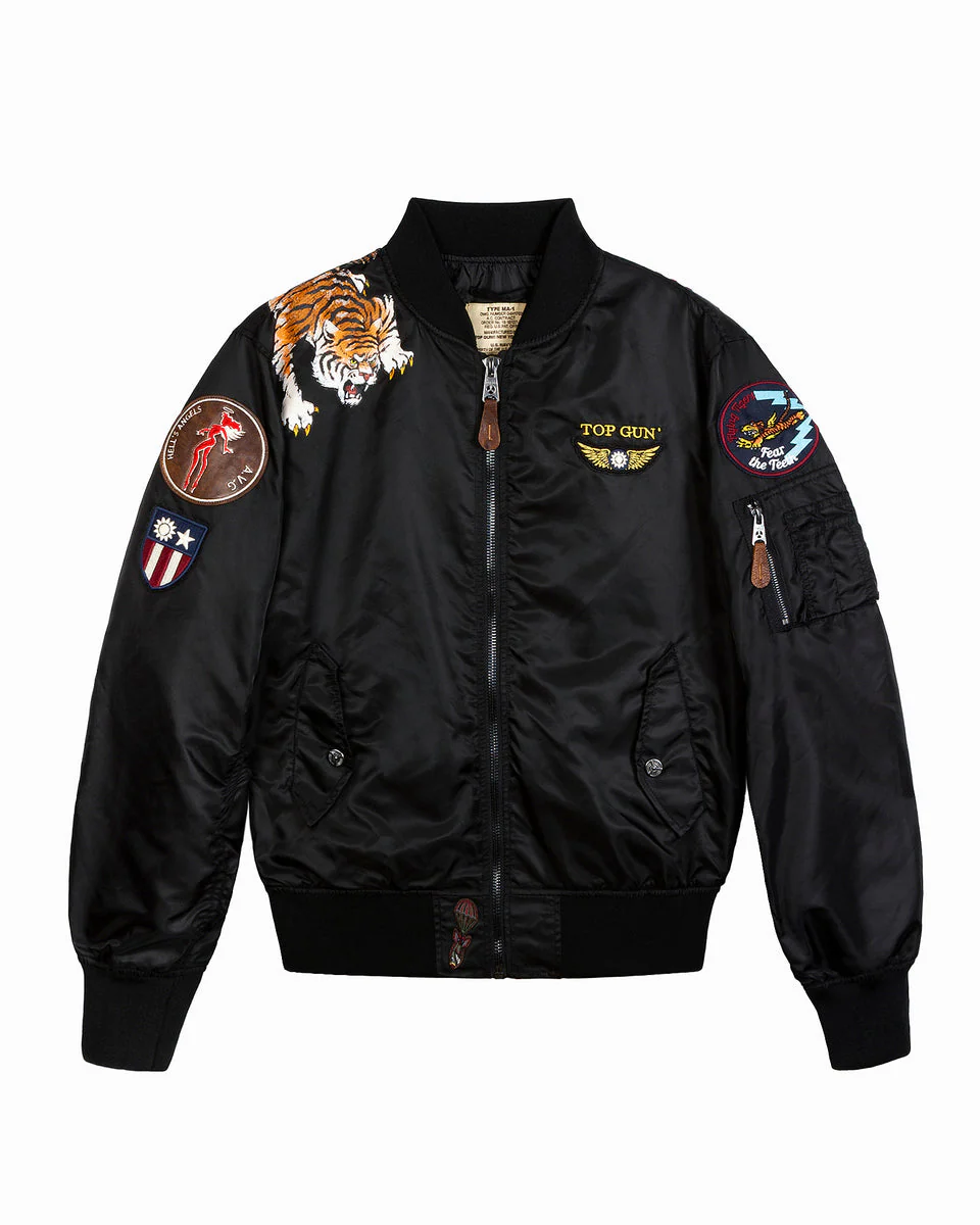 Top Gun Flying Tigers Bomber Jacket - Black - Image 2