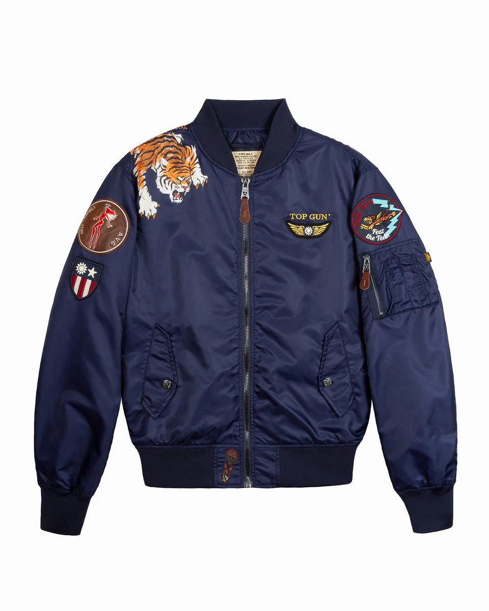 Top Gun Flying Tigers Bomber Jacket - Navy - Image 2