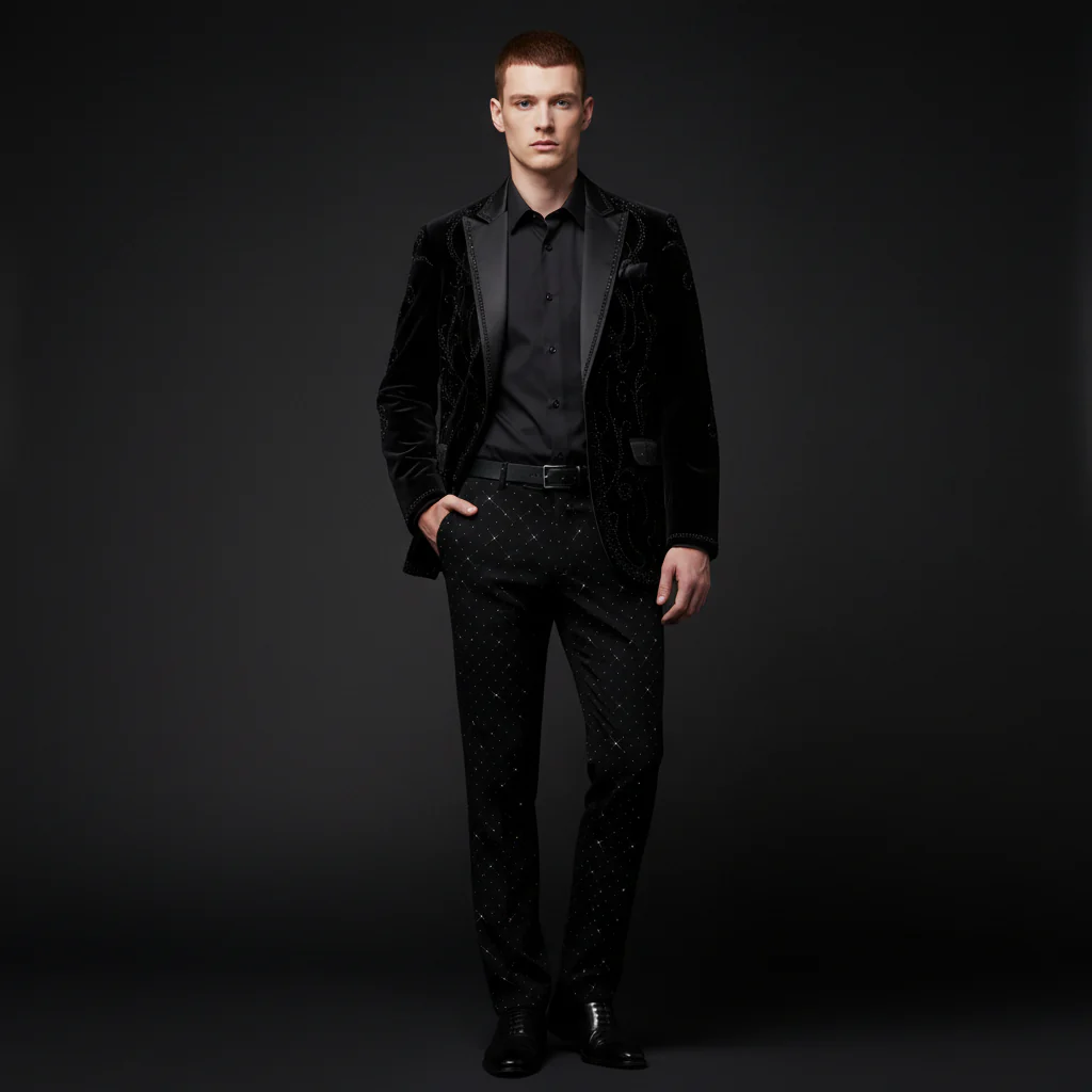 Valent Noir Velvet Blazer BLACK - Image 3