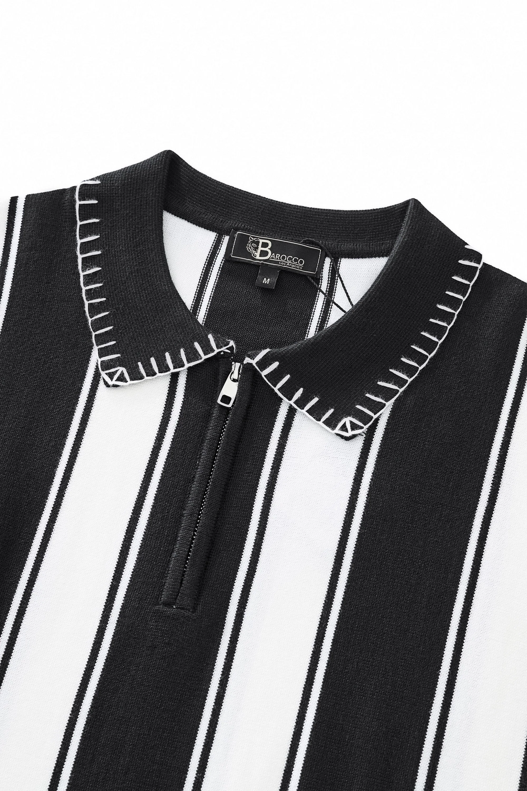 Vanguard Stripe Knit Polo LS BLACK - Image 4