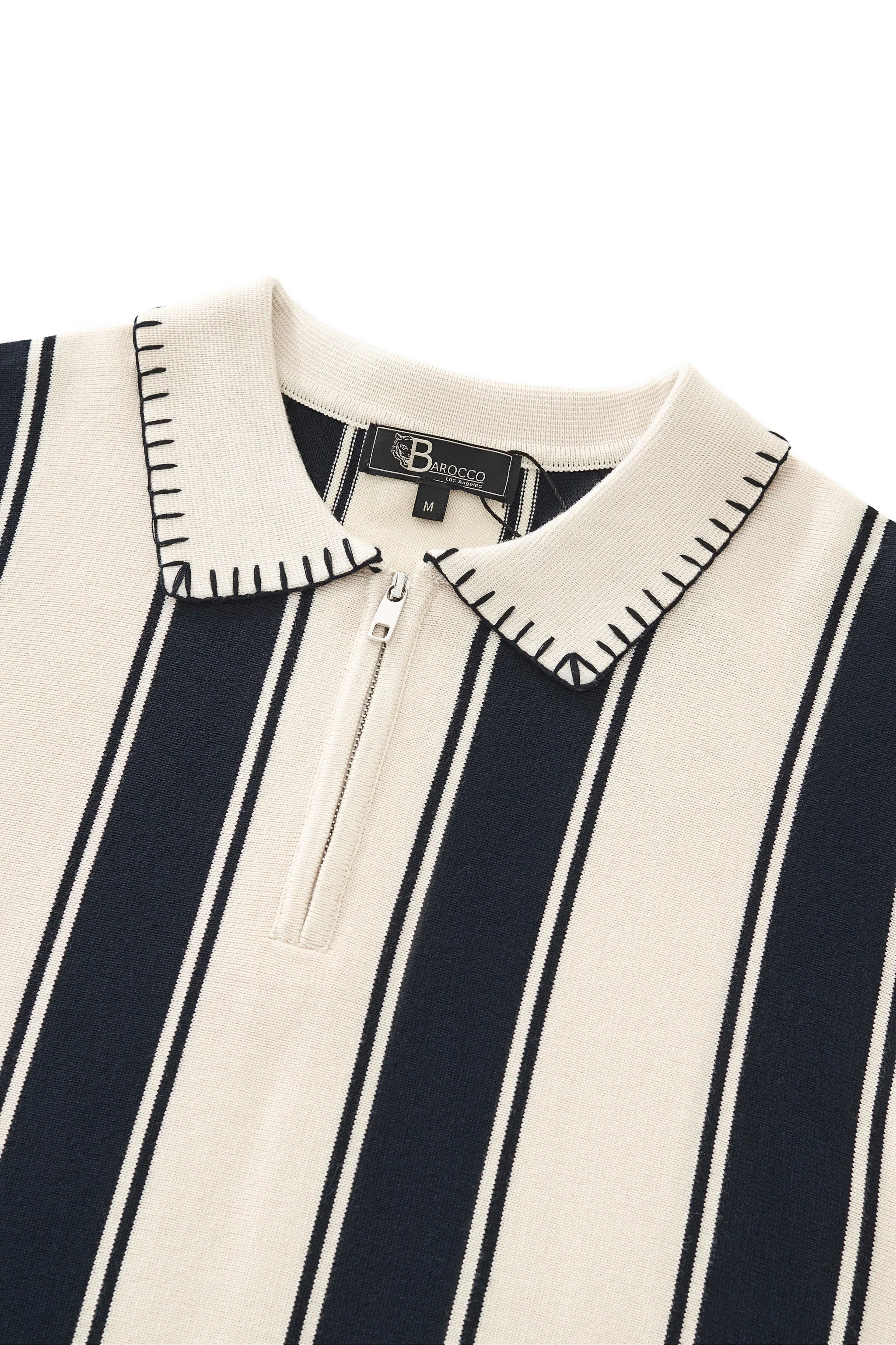 Vanguard Stripe Knit Polo LS IVORY - Image 4
