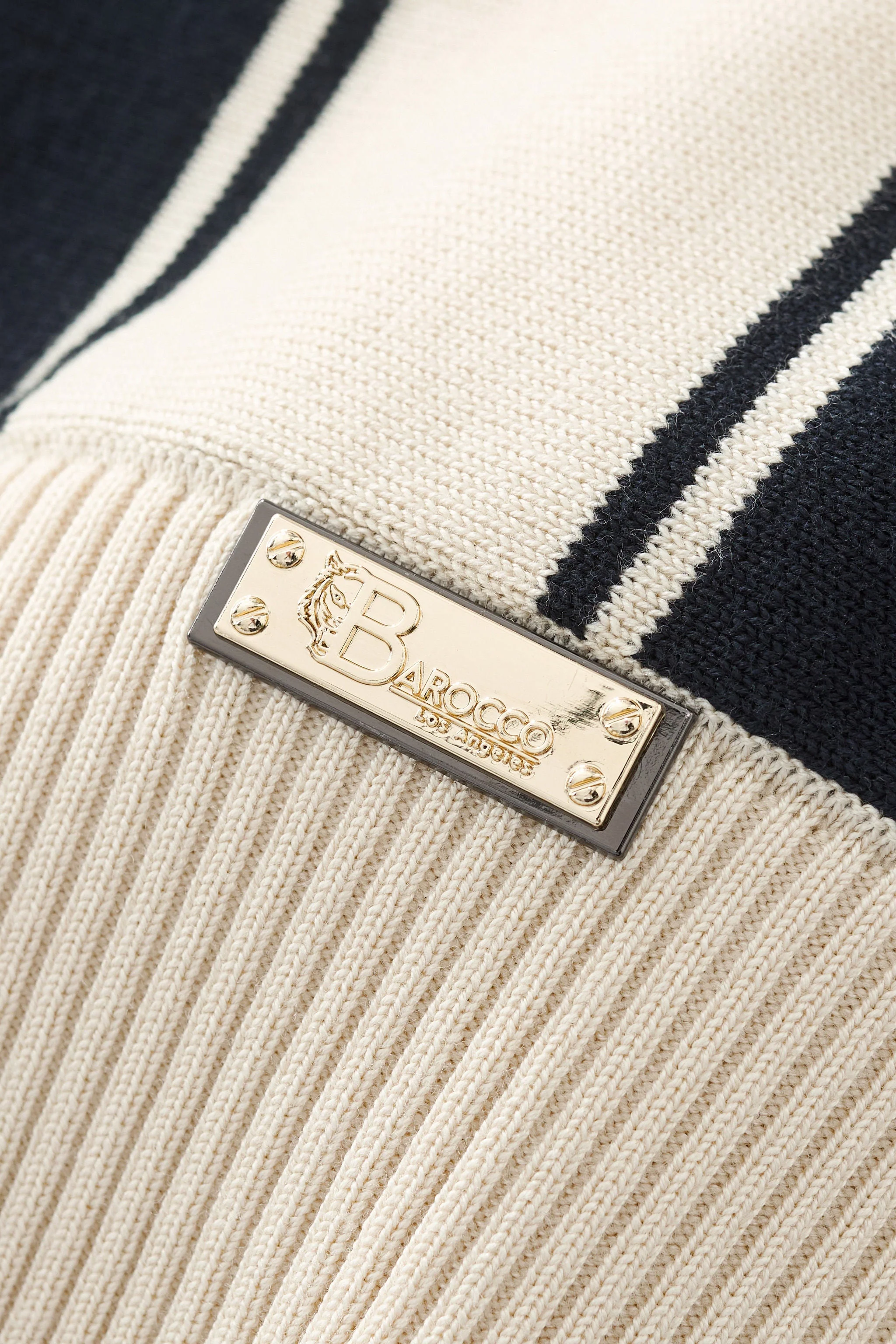 Vanguard Stripe Knit Polo LS IVORY - Image 7