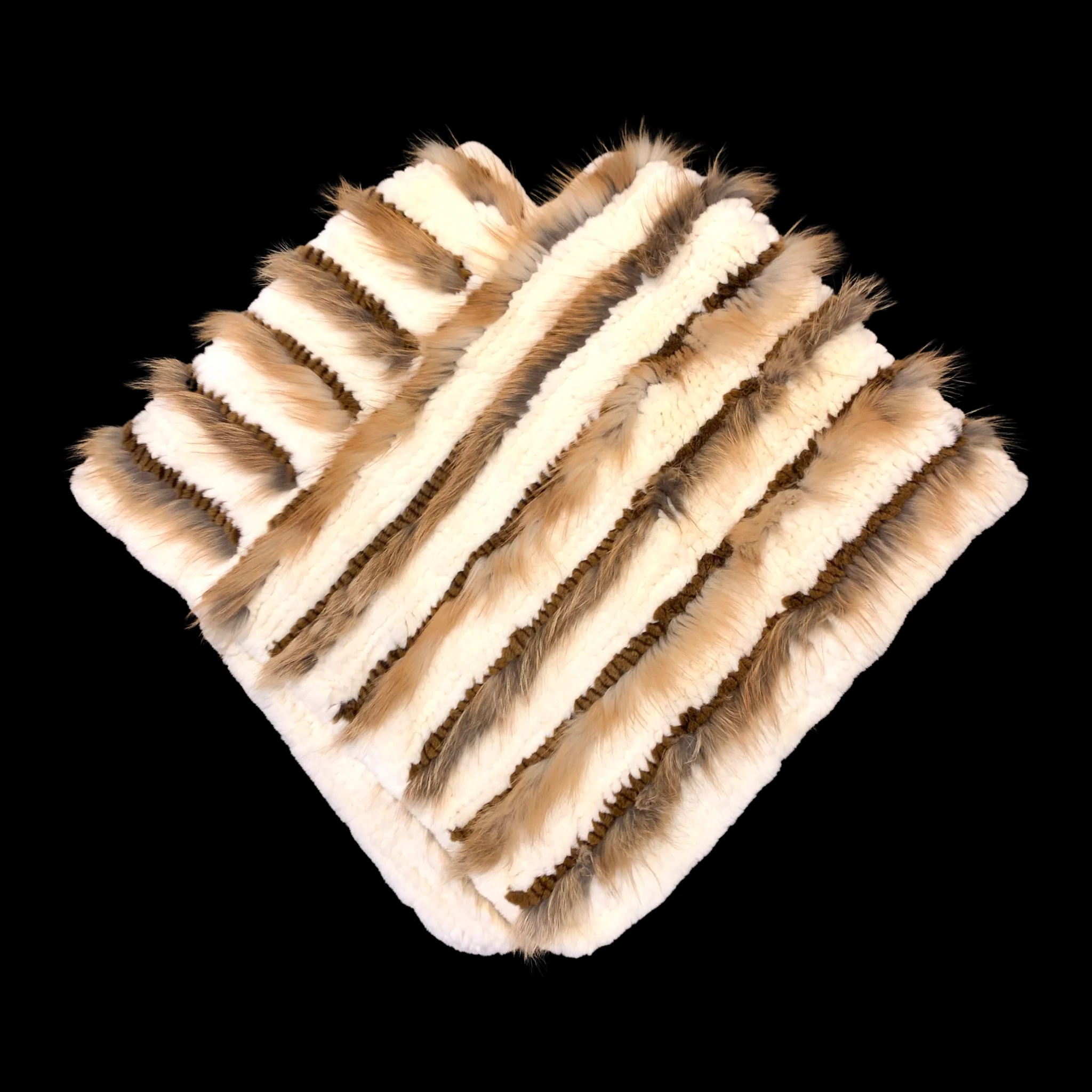 Volare Beige Knitted Fox Fur Poncho - Image 3