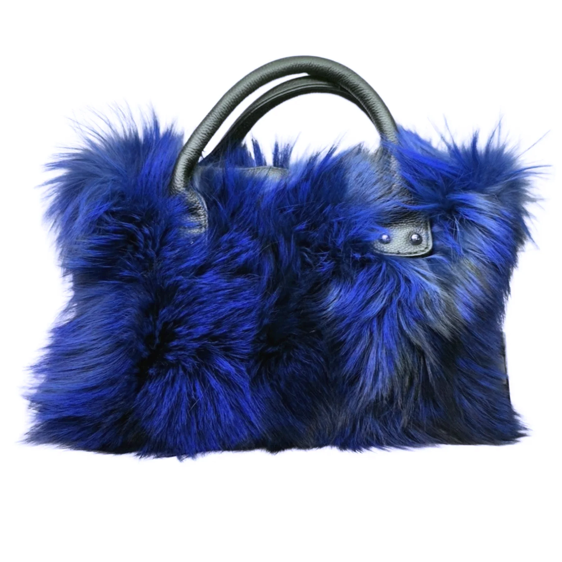 Volare Ladies Blue Fox Fur Handbag