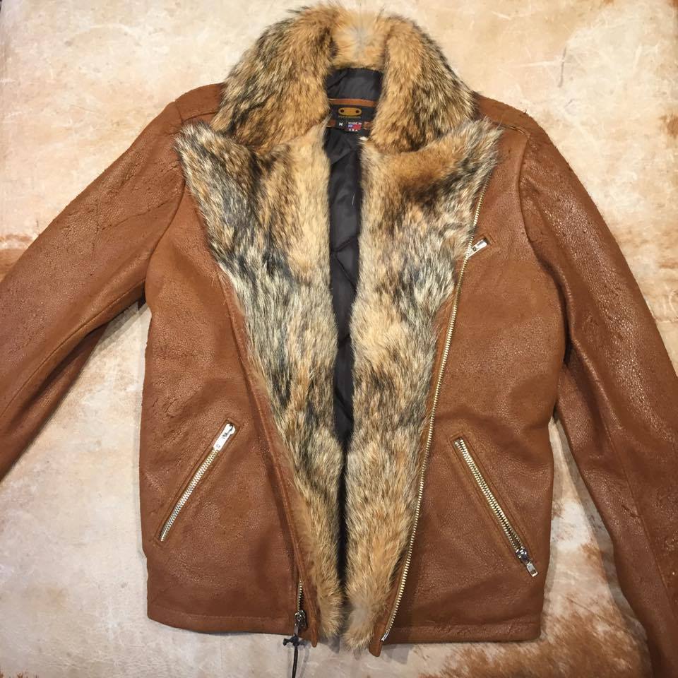 Kashani Whiskey Coyote Rough Suede Moto Biker Jacket - Image 3